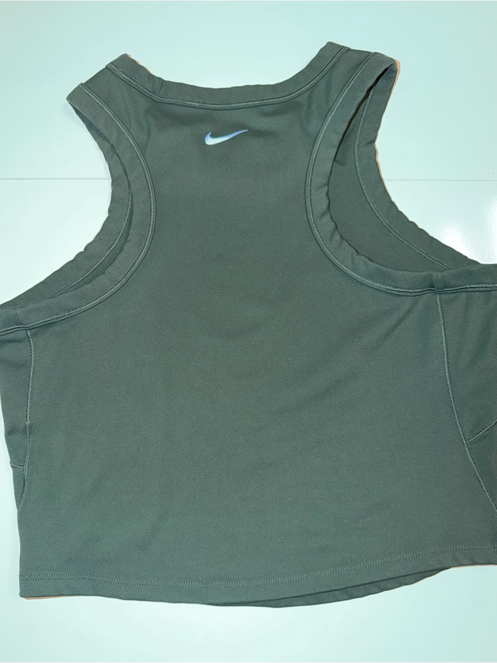 Nike One Dri-FIT Cropped Tank Top Large Dark Sage Green Racerback